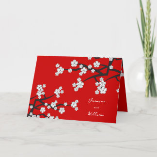 Weißer Sakura Blume Kirschblüten Asiatische Hochze Dankeskarte