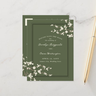 Weißer Sakura Kirschblüten Asiatisch Save the Date Ankündigungspostkarte