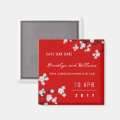 Weißer Sakura Kirschblüten Asiatisch Save the Date Magnet (Vorderseite/Rückseite)