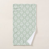 Weißer Salbei-grüner Vintage-Damask-Muster Badhandtuch Set (Handtuch)