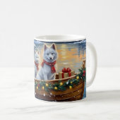 Weißer Samojede Weihnachtsboot Urlaub Kaffeetasse (VorderseiteRechts)