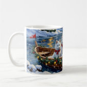 Weißer Samojede Weihnachtsboot Urlaub Kaffeetasse (Links)