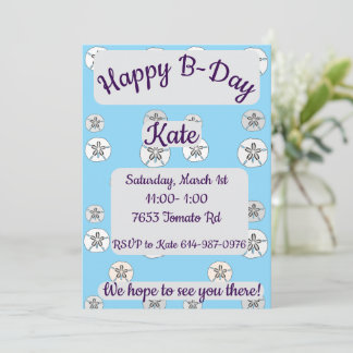 Weißer Sand Dollar Glückwunsch zum Geburtstag Einladung