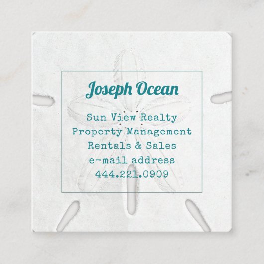 Weißer Sand Dollar Quadratische Visitenkarte (Vorderseite)