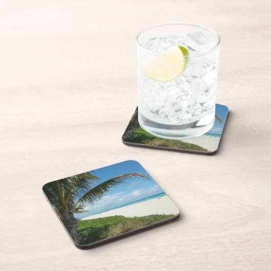 Weißer Sand-Strand w/Palm Untersetzer (Rechte Seite)