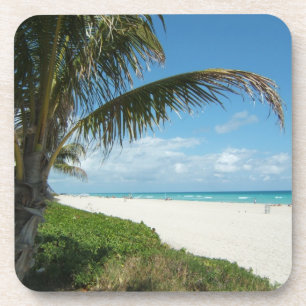 Weißer Sand-Strand w/Palm Untersetzer