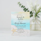 Weißer Sandbrunch am Strand und Bubbly Einladung (Stehend Vorderseite)