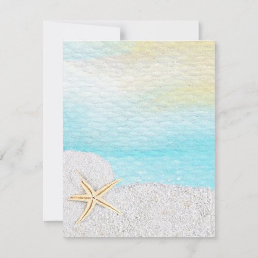 Weißer Sandbrunch am Strand und Bubbly Einladung (Rückseite)