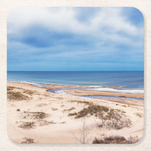 Weißer Sandstrand an der Ostsee in Lettland Rechteckiger Pappuntersetzer