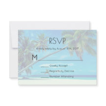 Weißer Sandstrand mit Coconut Palms Wedding RSVP