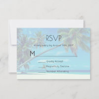 Weißer Sandstrand mit Coconut Palms Wedding RSVP