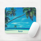 Weißer Sandstrand mit Kokospalmen Mousepad (Mit Mouse)