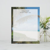 Weißer Sandstrand mit Palm Briefbogen (Stehend Vorderseite)
