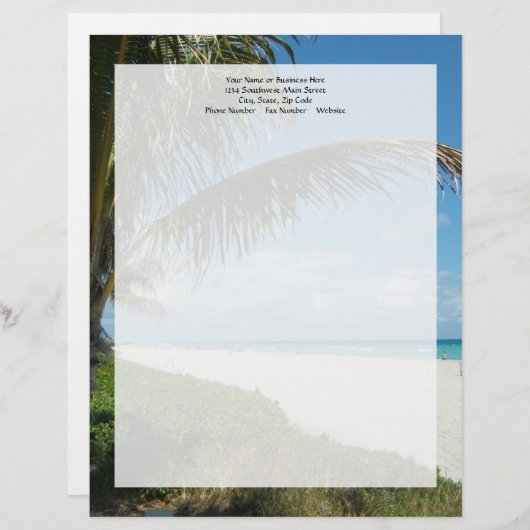 Weißer Sandstrand mit Palm Briefbogen (Vorne/Hinten)