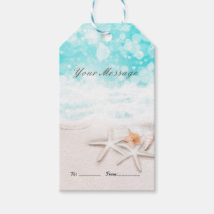 Weißer Sandstrand Seestern Blauer Ozean Partygesch Geschenkanhänger
