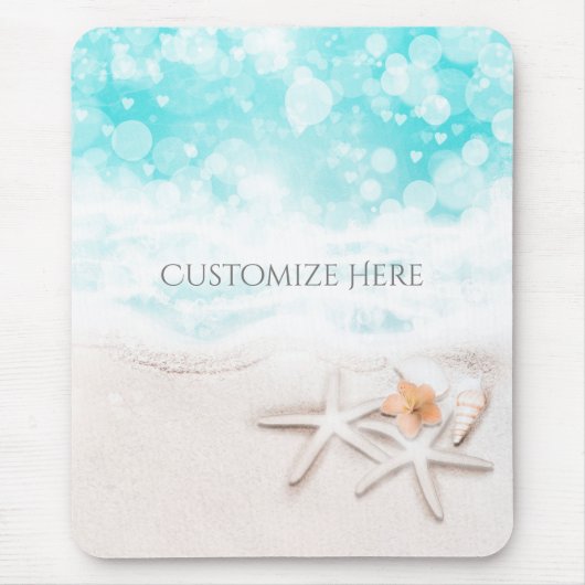 Weißer Sandstrand Starfish Tropischer Ozean Mousepad (Vorne)