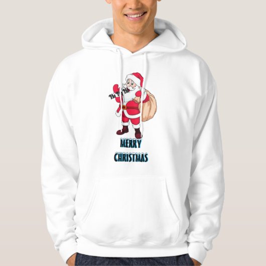 Weißer Santaclose Weihnachtspulli Hoodie (Vorderseite)