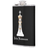 Weißer Schachkönig / Flasche mit Personalisiertem Flachmann (Links)
