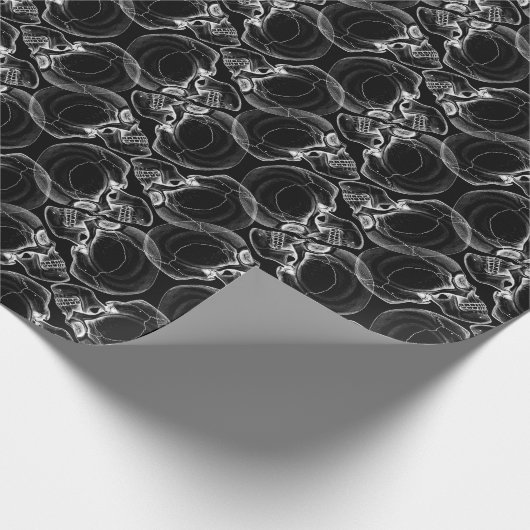 Weißer Schädel auf schwarzem Papier Geschenkpapier (Ecke)