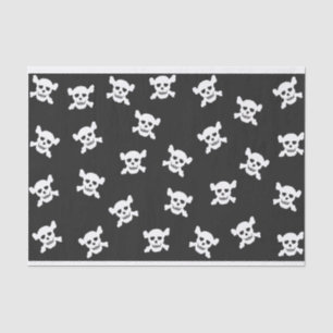 Weißer Schädel und Crossbone auf Schwarzem Seidenpapier