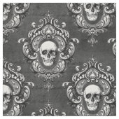 Weißer Schädel und Graugotik Stoff (Nahaufnahme)