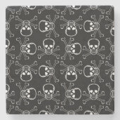 Weißer Schädel und Kreuzknochen Steinuntersetzer (Vorderseite)