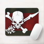 weißer Schädelkopf mit Querbonesd Rothintergrund Mousepad (Mit Mouse)