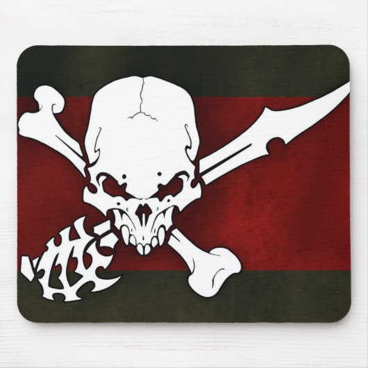 weißer Schädelkopf mit Querbonesd Rothintergrund Mousepad (Vorne)