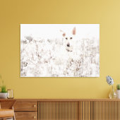 Weißer Schäfer im Schnee Leinwanddruck (Insitu (Wohnzimmer))