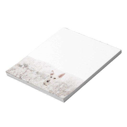 Weißer Schäfer im Schnee Notizblock (Rotiert)