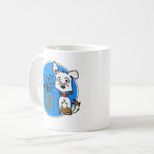 Weißer Schäferhund - blaues Logo Kaffeetasse (Vorderseite Links)