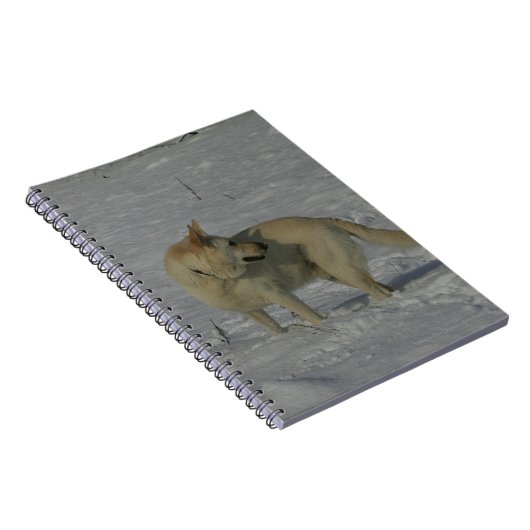 Weißer Schäferhund im Schnee Notizblock (Rechte Seite)