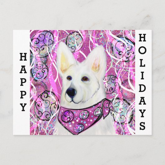 Weißer Schäferhund Postkarte (Vorderseite)