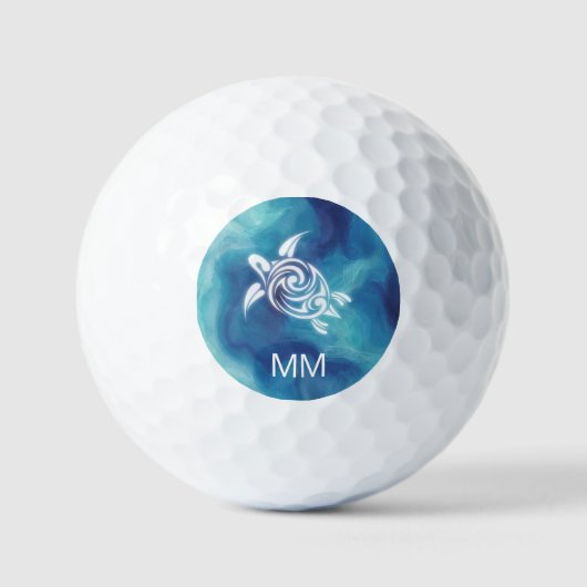 Weißer Schildkrötenblauer Ozean | Name der Küstenb Golfball (Vorderseite)