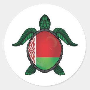 Weißer Schildkrötenflagge Klassischer Rundaufklebe Runder Aufkleber