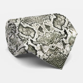 Weißer Schlangendruck Krawatte (Gerollt)