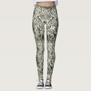 Weißer Schlangendruck Leggings