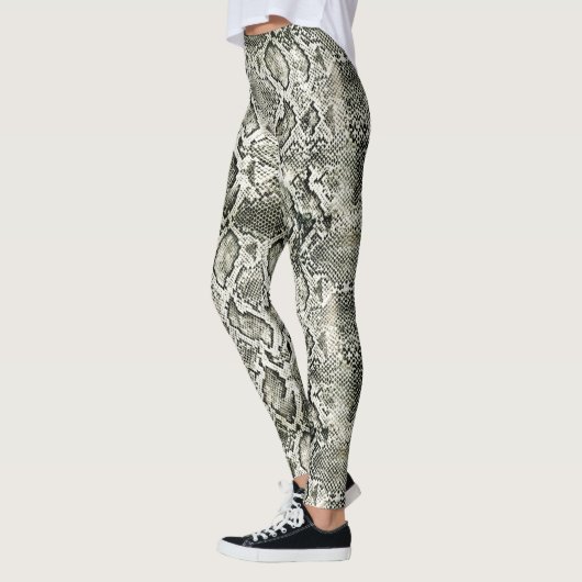 Weißer Schlangendruck Leggings (Links)