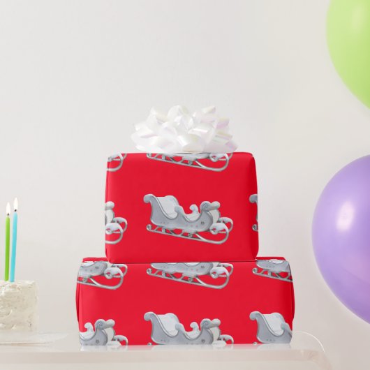 Weißer Schlitten auf dem Roten Papier Geschenkpapier (Partygeschenke)