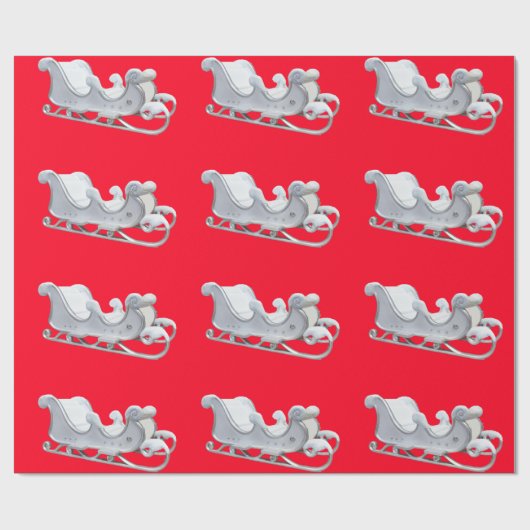 Weißer Schlitten auf dem Roten Papier Geschenkpapier (Flach)