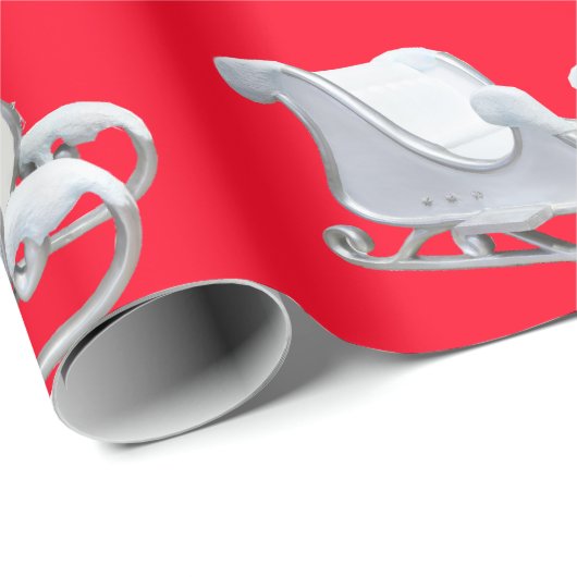 Weißer Schlitten auf dem Roten Papier Geschenkpapier (Rolleneckpunkt)