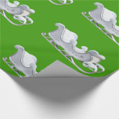 Weißer Schlitten zum Grünbuch Geschenkpapier (Ecke)