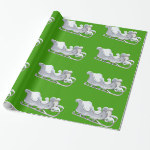 Weißer Schlitten zum Grünbuch Geschenkpapier