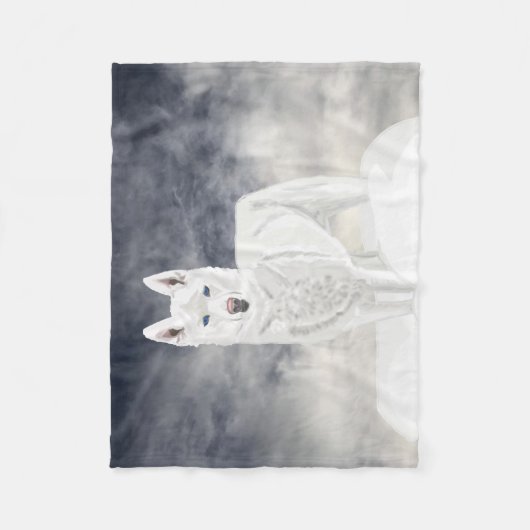 Weißer Schlittenhund Fleecedecke (Vorderseite)