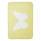 Weißer Schmetterling auf Buttergelb Badematte (Vorderseite Vertikal)