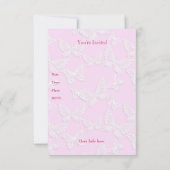 Weißer Schmetterling Hübsch Rosa 1. Geburtstag Par Einladung (Rückseite)