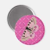 Weißer Schmetterling in Pink Magnet (Vorderseite/Rückseite)