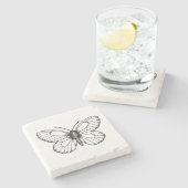 Weißer Schmetterling Steinuntersetzer (Seitenansicht)