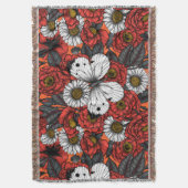 Weißer Schmetterling und Rose Decke (Vorderseite Vertikal)