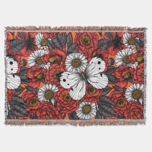 Weißer Schmetterling und Rose Decke (Vorderseite)